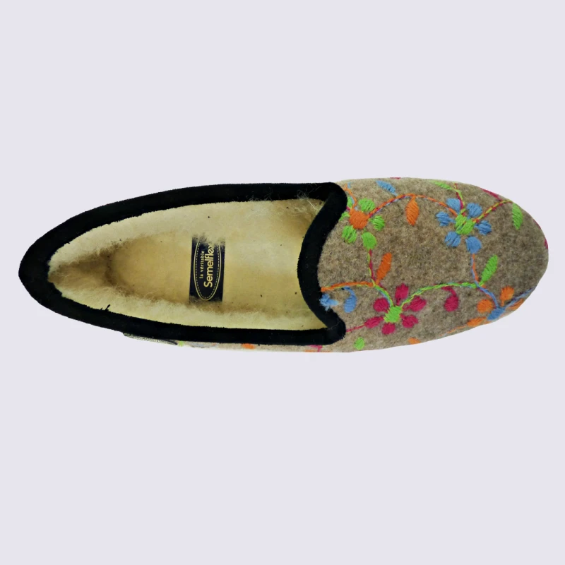Chaussons Semelflex, Chaussons Charentaises Confort Femme Beige – Image 2