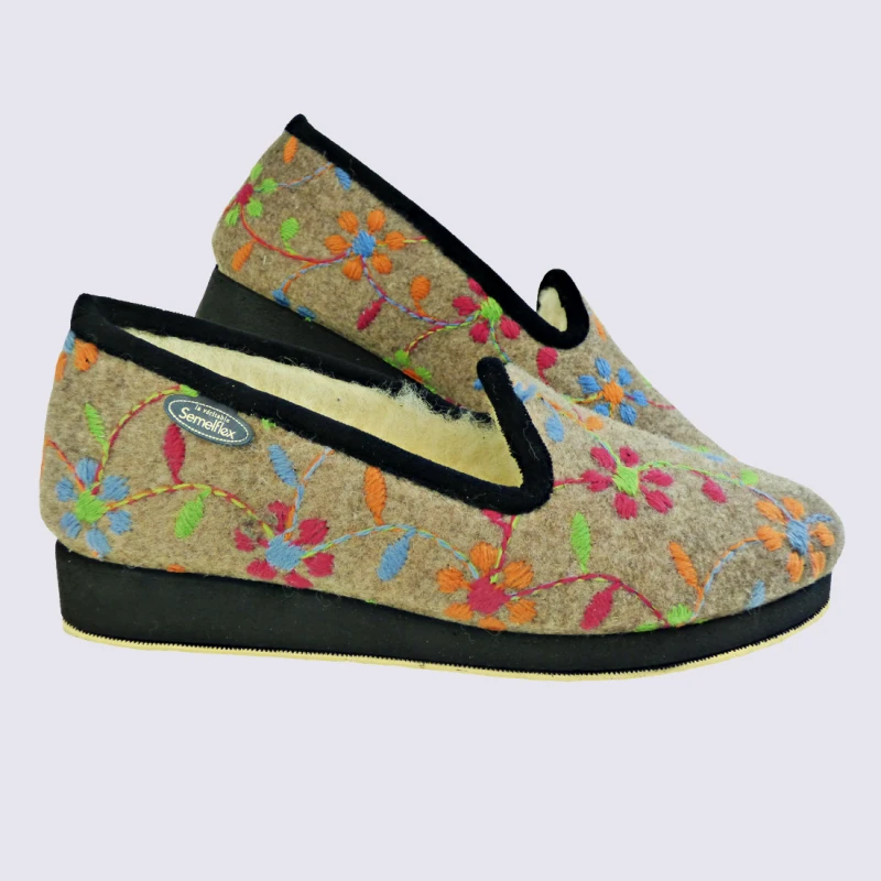 Chaussons Semelflex, Chaussons Charentaises Confort Femme Beige – Image 3