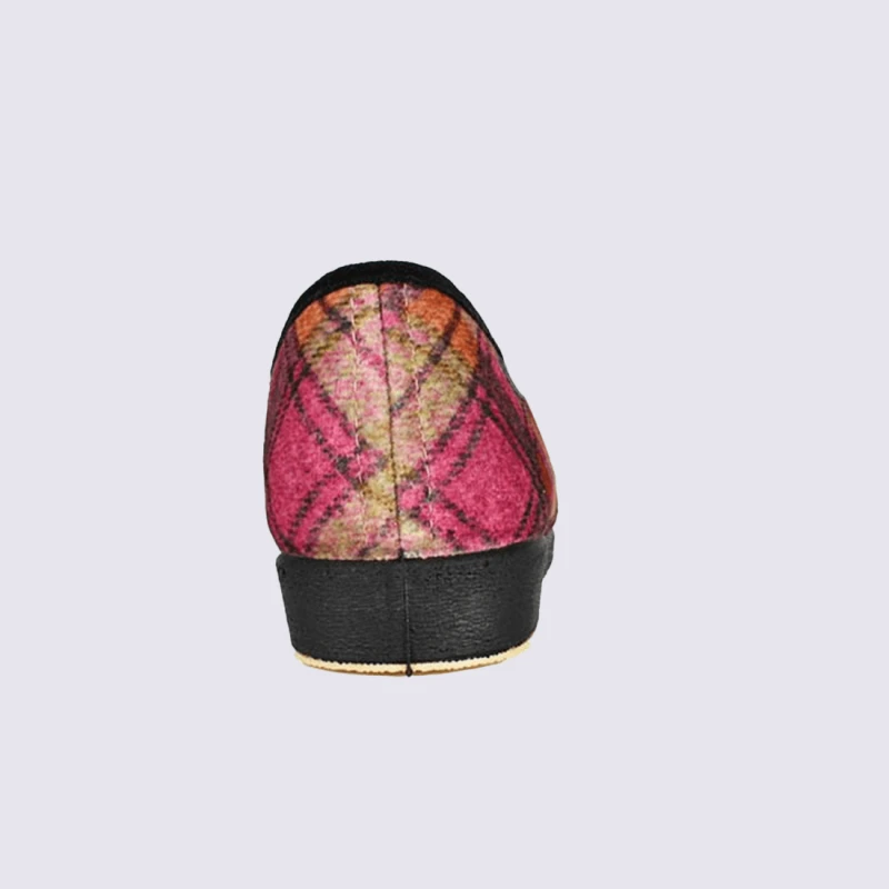 Chaussons Semelflex, Chaussons Charentaises Fourrés Motif écossais Et à Carreaux Femme Fuchsia – Image 4