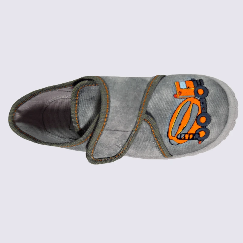 Chaussons Superfit, Chaussons à Velcros Camion Toupie Garçon Gris Et Orange – Image 3
