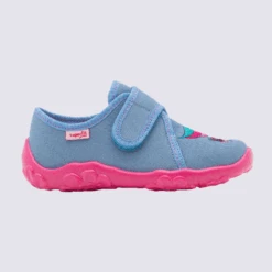 Chaussons Superfit, Chaussons à Velcros Filles Bleu Rose Licorne