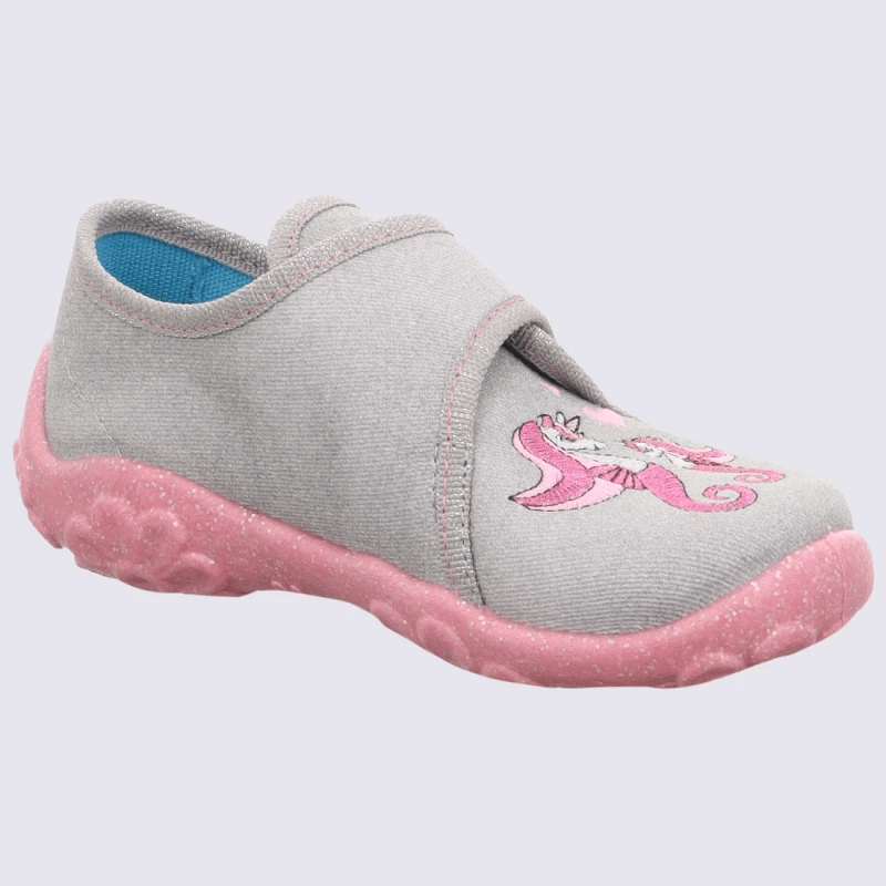 Chaussons Superfit, Chaussons Licorne à Velcro Gris/rose – Image 2