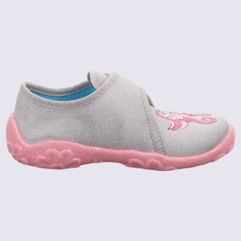 Chaussons Superfit, Chaussons Licorne à Velcro Gris/rose – Image 3
