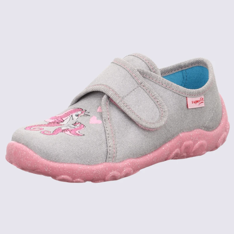 Chaussons Superfit, Chaussons Licorne à Velcro Gris/rose – Image 4