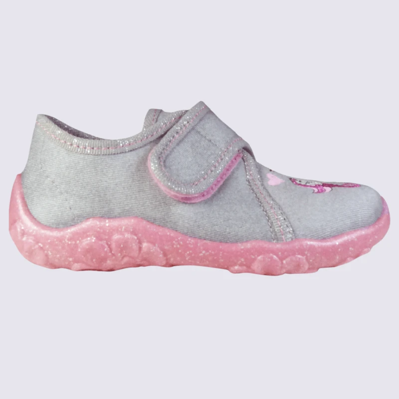 Chaussons Superfit, Chaussons Licorne Ă Velcro Gris/rose