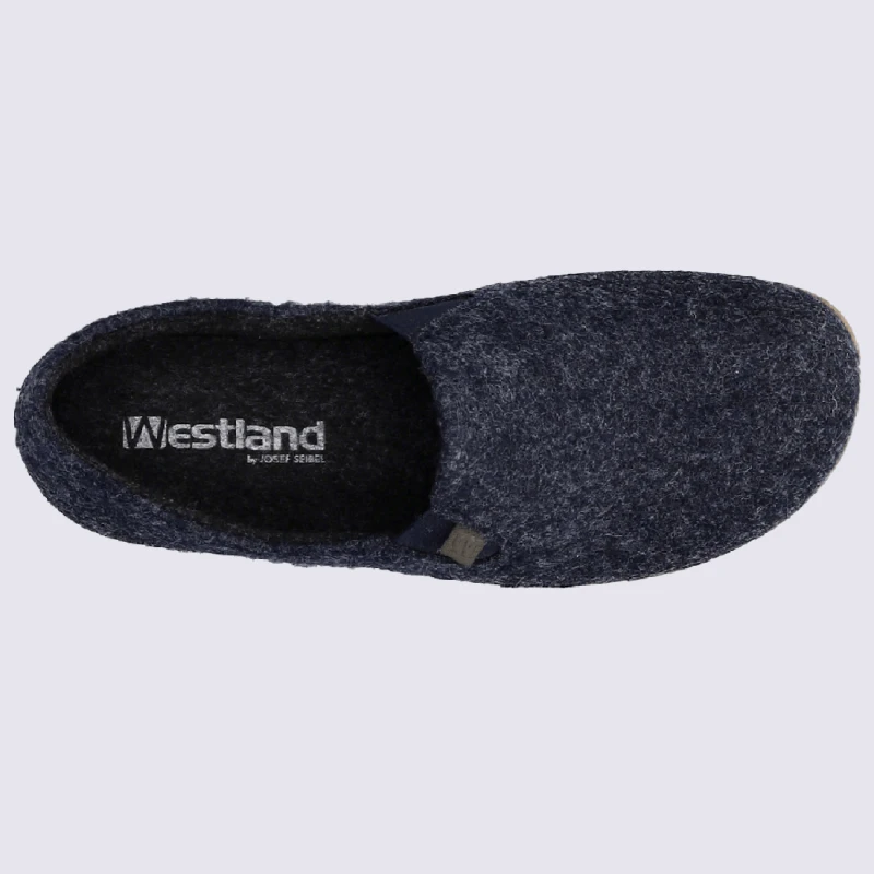 Chaussons Westland By Josef Seibel, Chaussons Chauds Femme En Feutre Bleu Jeans – Image 3