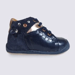 Chaussure Babybotte Bébé Fille En Cuir Vernis Bleu