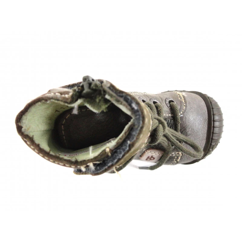 Chaussure Garçon Montante Babybotte En Cuir Kaki – Image 3