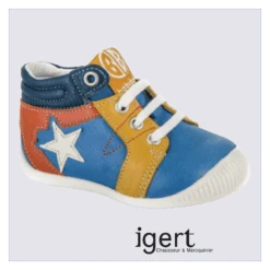 Chaussures à Lacet Pour Bébé Garçon Babybotte En Cuir Coloré