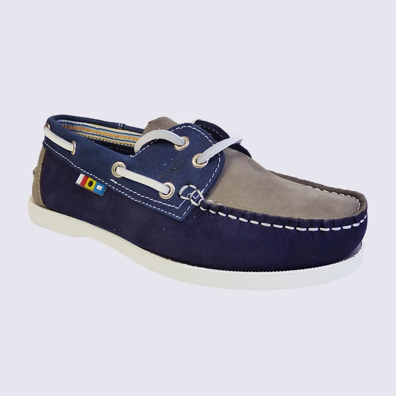 Chaussures Arima, Chaussures Bateau Tendances Femme En Cuir Marine Gris Jean – Image 2