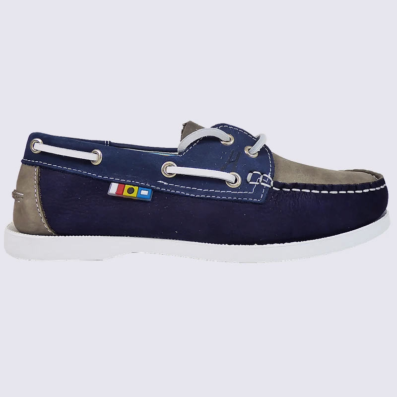 Chaussures Arima, Chaussures Bateau Tendances Femme En Cuir Marine Gris Jean