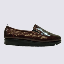 Chaussures Arima, Chaussures Slip-on Chic Femme En Cuir Vernis Bordeaux