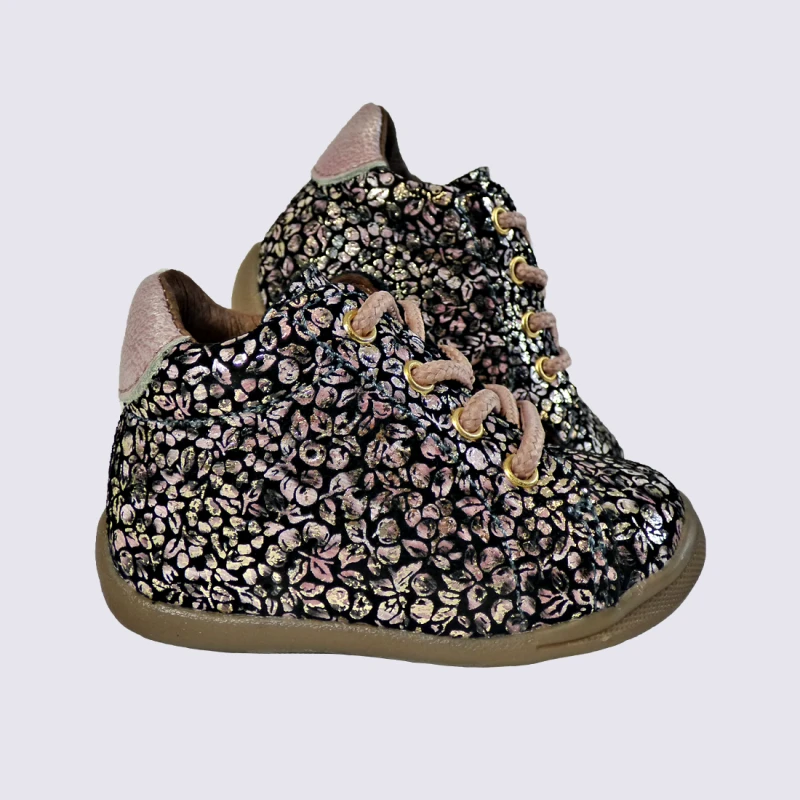 Chaussures Bellamy, Chaussures à Lacets Fille à Fleurs Rose – Image 2