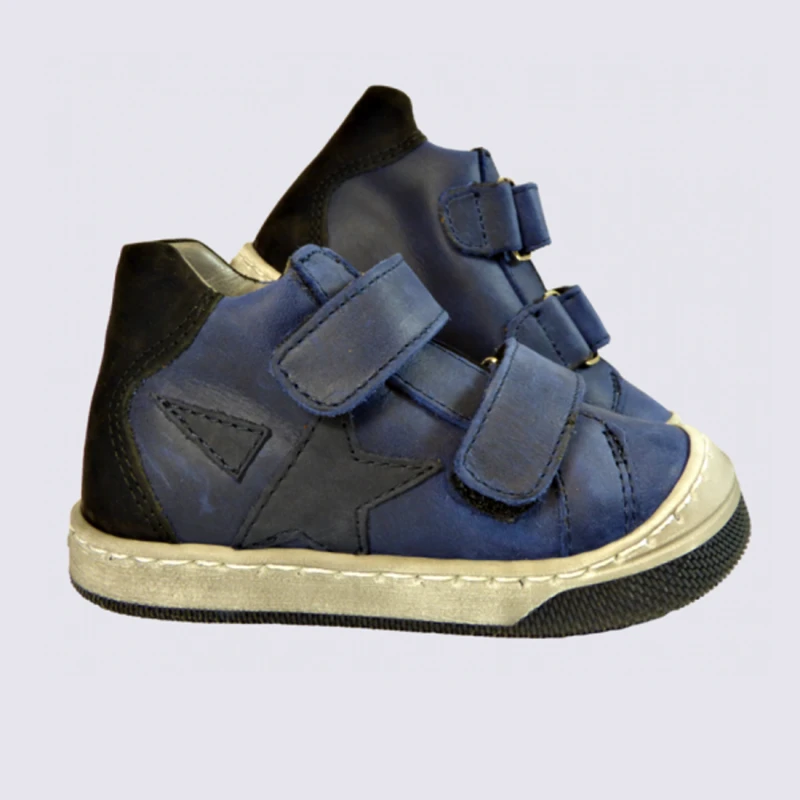 Chaussures Bellamy, Chaussures à Velcros Bébé En Cuir Bleu – Image 2
