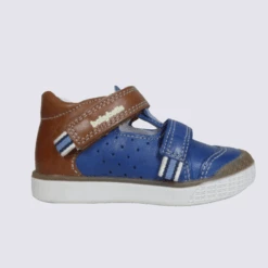 Chaussures D'été Pour Bébé Babybotte En Cuir Marron Et Bleu