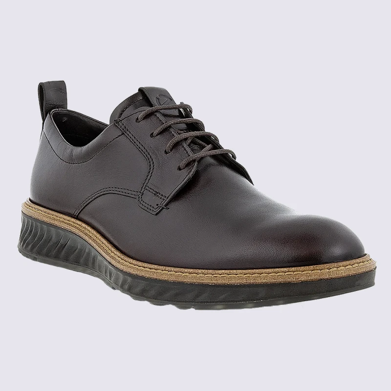 Chaussures Ecco, Chaussures à Lacets Homme En Cuir Moka – Image 2
