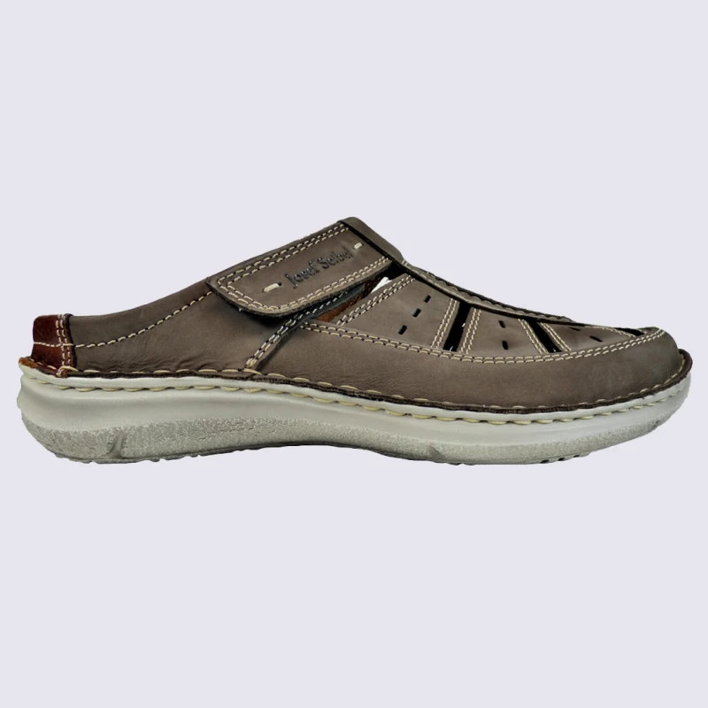 Chaussures Josef Seibel, Chaussures Ouvertes Ă Velcro Homme En Cuir Gris