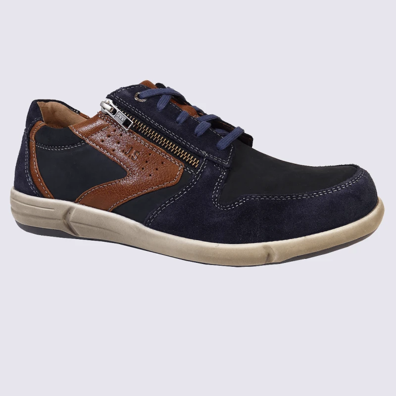 Chaussures Josef Seibel, Chaussures Sportives Homme En Cuir Bleu – Image 2
