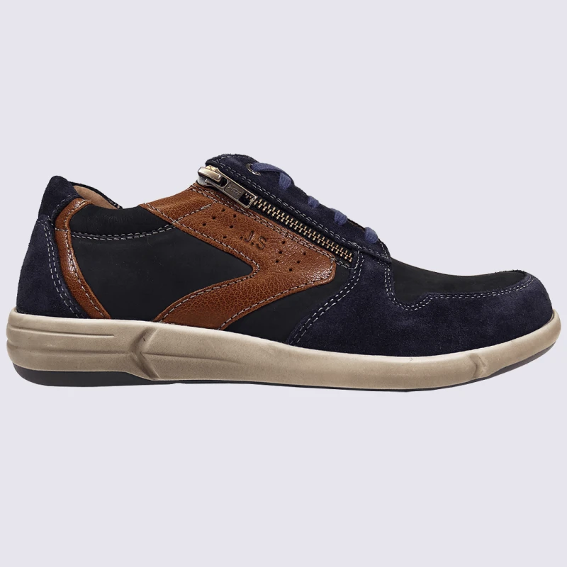 Chaussures Josef Seibel, Chaussures Sportives Homme En Cuir Bleu