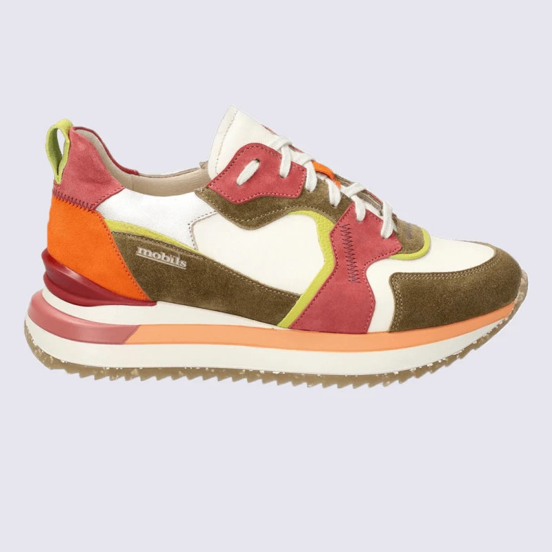 Baskets Mephisto, Baskets à Lacets élégante Et Moderne Femme En Cuir Nubuck Vert/orange