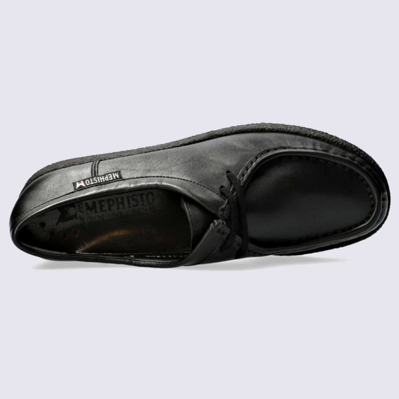 Chaussures Mephisto, Chaussures à Lacets Femme En Cuir Noir Mat – Image 3