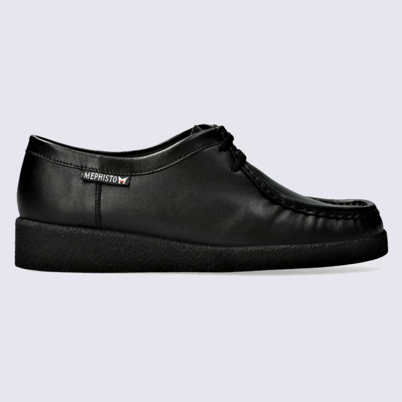 Chaussures Mephisto, Chaussures Ă Lacets Femme En Cuir Noir Mat