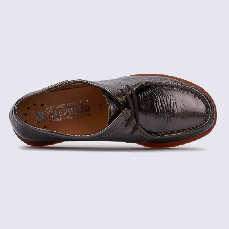 Chaussures Mephisto, Chaussures à Lacets Femme En Cuir Vernis Bronze – Image 3