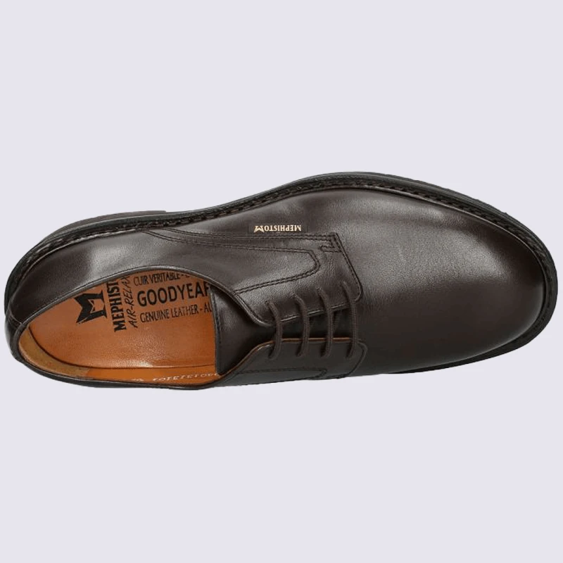 Chaussures Mephisto, Chaussures Cousu Goodyear à Lacets Homme En Cuir Marron – Image 3