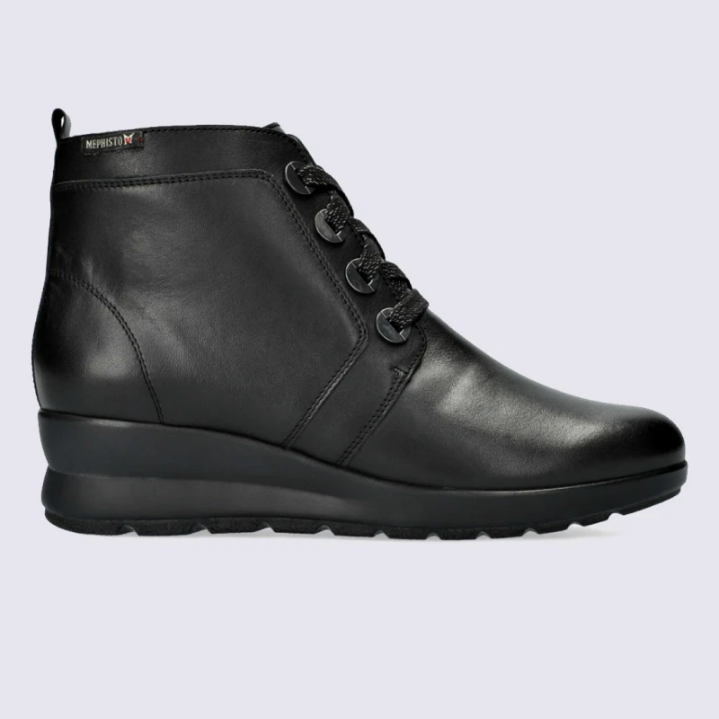 Chaussures Mephisto, Chaussures Montantes Ă Lacets Femme En Cuir Noir
