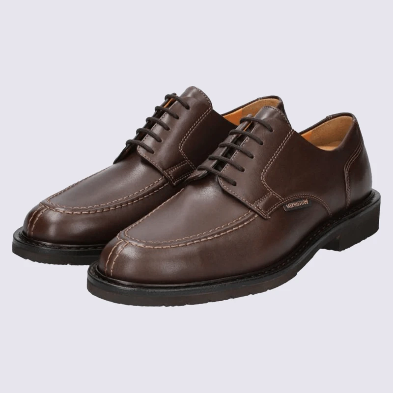 Chaussures Mephisto, Chaussures Style City Homme En Cuir Pleine Fleur Marron – Image 3