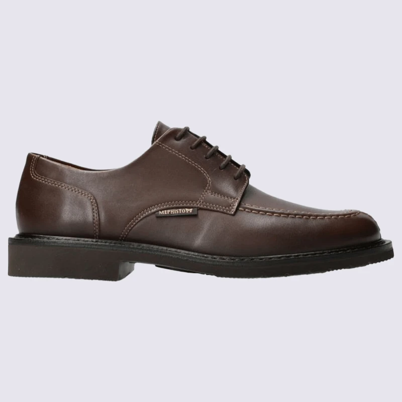 Chaussures Mephisto, Chaussures Style City Homme En Cuir Pleine Fleur Marron
