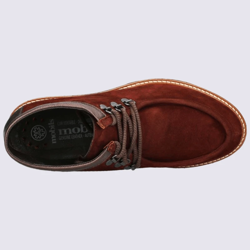 Chaussures Mobils, Chaussures à Lacets Femme En Cuir Velours Bordeaux – Image 3