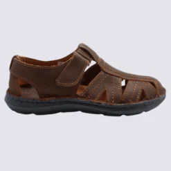 Chaussures Ouvertes Arima, Sandales Ă Velcro Homme En Cuir Marron