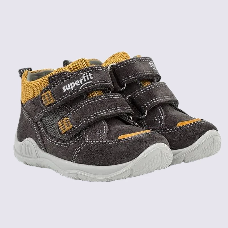 Chaussures Superfit, Chaussures à Velcros Garçons Bi-matières Gris/jaune – Image 2