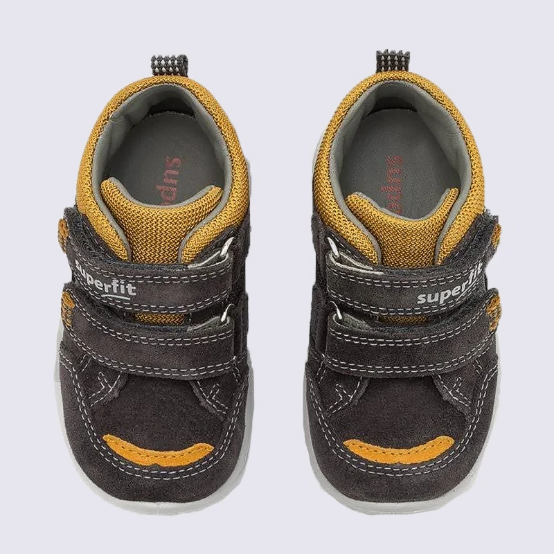 Chaussures Superfit, Chaussures à Velcros Garçons Bi-matières Gris/jaune – Image 3