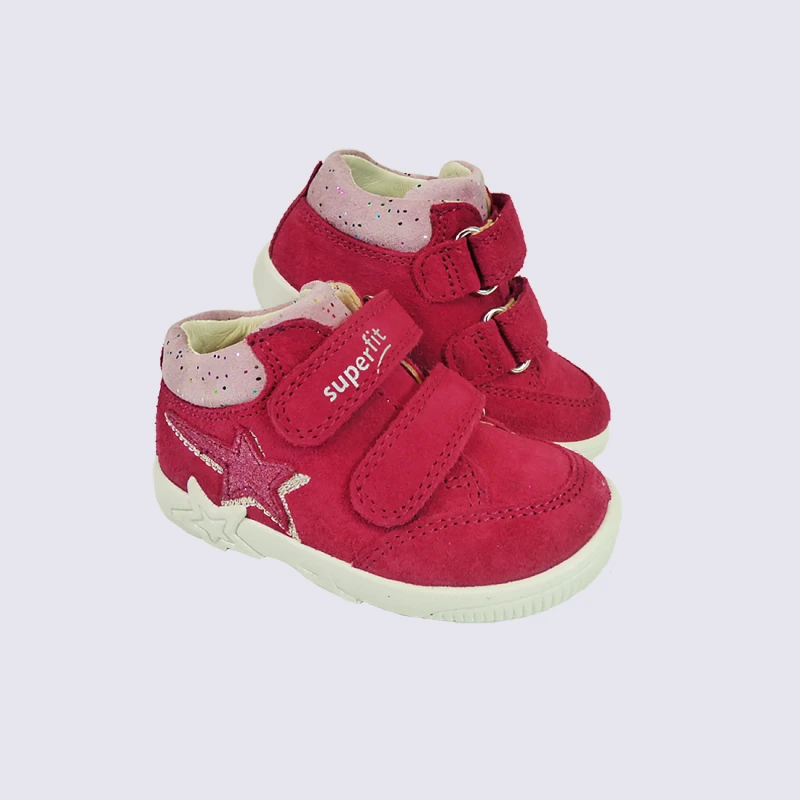 Chaussures Superfit, Chaussures Bébés Filles Avec Paillettes En Cuir Rose – Image 2