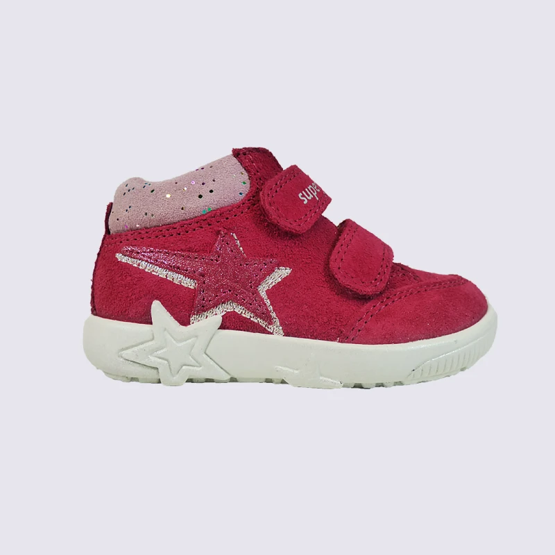 Chaussures Superfit, Chaussures Bébés Filles Avec Paillettes En Cuir Rose