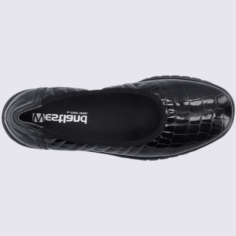 Chaussures Westland By Josef Seibel, Ballerines Compensées Femme En Cuir Vernis Noir – Image 3