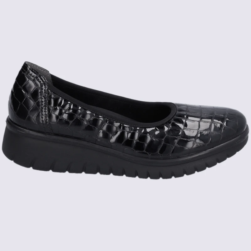 Chaussures Westland By Josef Seibel, Ballerines Compensées Femme En Cuir Vernis Noir