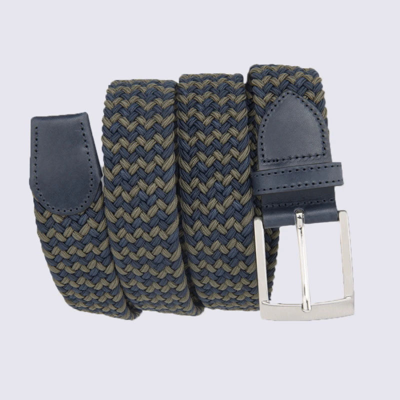 Ceinture Bernd Götz, Ceinture Tressé En Cuir Et Tissu Bleu Olive – Image 2