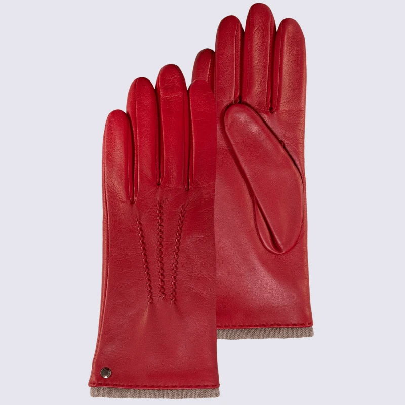 Gants Isotoner, Gants Pour Femme En Cuir D'agneau Coquelicot