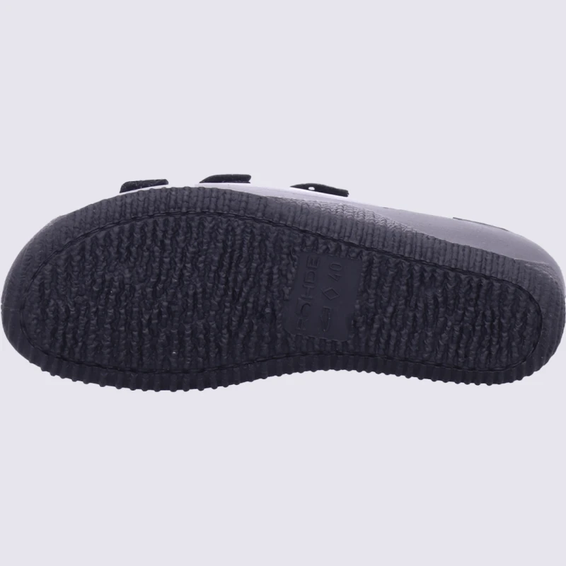 Mules Rohde, Mules Confortables 3 Brides Velcro Femme En Cuir Anthracite – Image 4