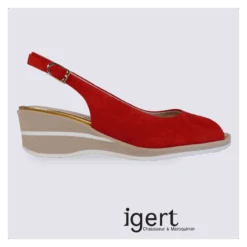 Escarpins à Bout Ouvert Moda Di Fausto En Cuir Rouge