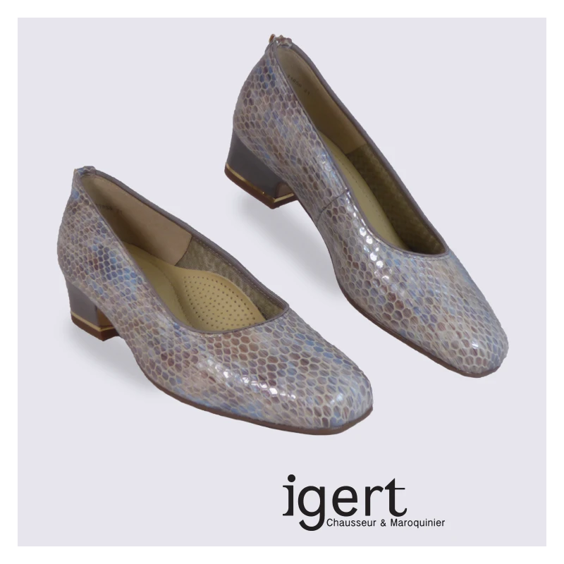 Escarpins Ara En Cuir Taupe Verni Tendance Et Confort – Image 2