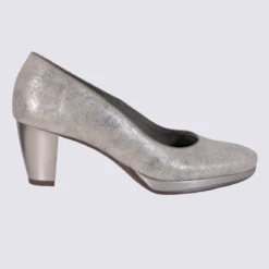Escarpins Ara, Escarpins Confortables Femme En Cuir Gris Métallisé