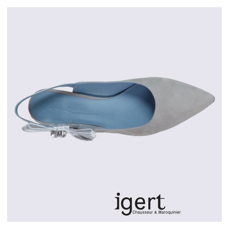 Escarpins En Cuir Grisavec Noeud Tendance K&S – Image 3