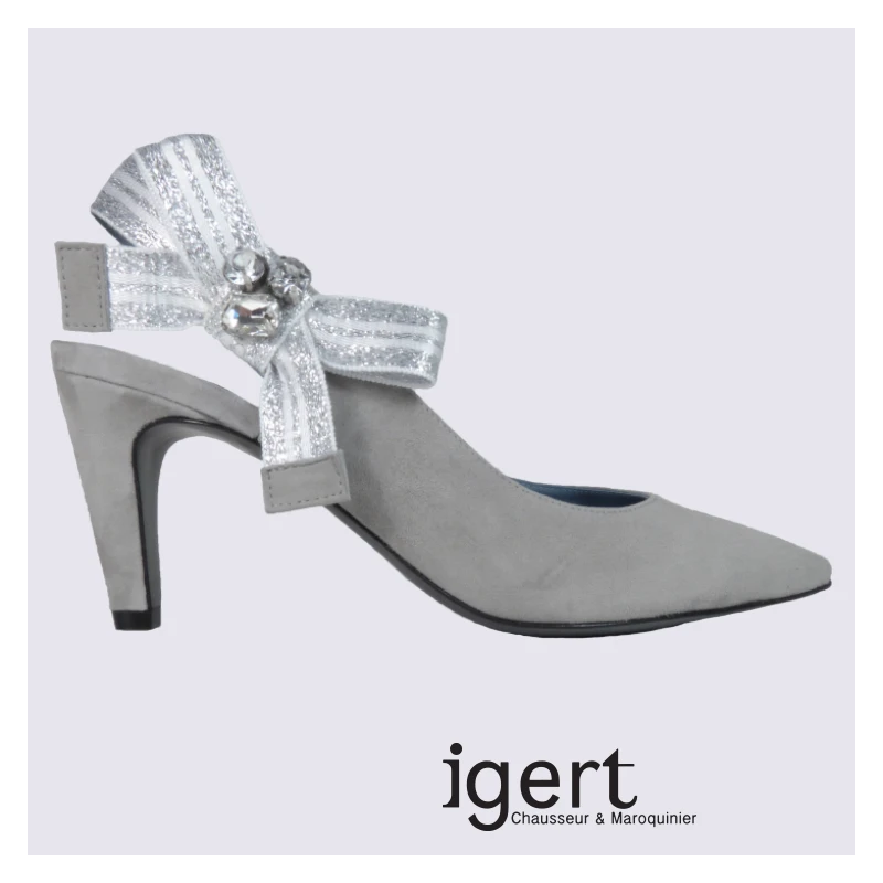 Escarpins En Cuir Grisavec Noeud Tendance K&S