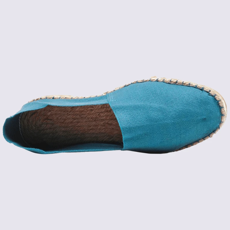 Espadrilles Made In France, Espadrilles En Toile De Coton Bleu Turquoise – Image 3
