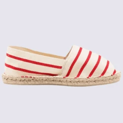 Espadrilles Made In France, Espadrilles En Toile De Coton Rayure Rouge