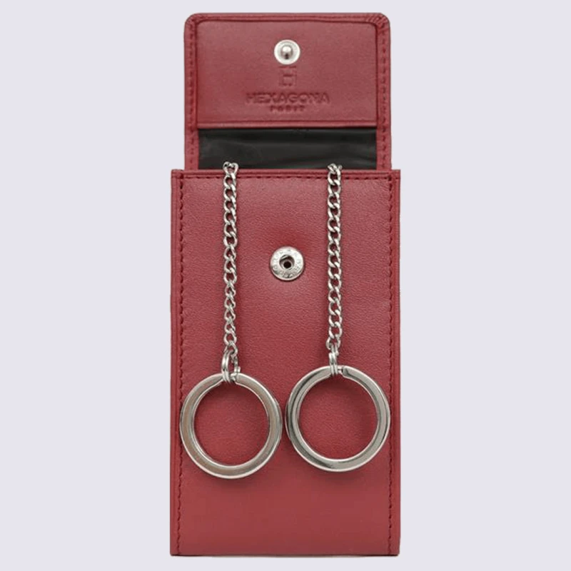 Étui à Clés Hexagona, étui à Clés Tendance Unisexe En Cuir Rouge – Image 2